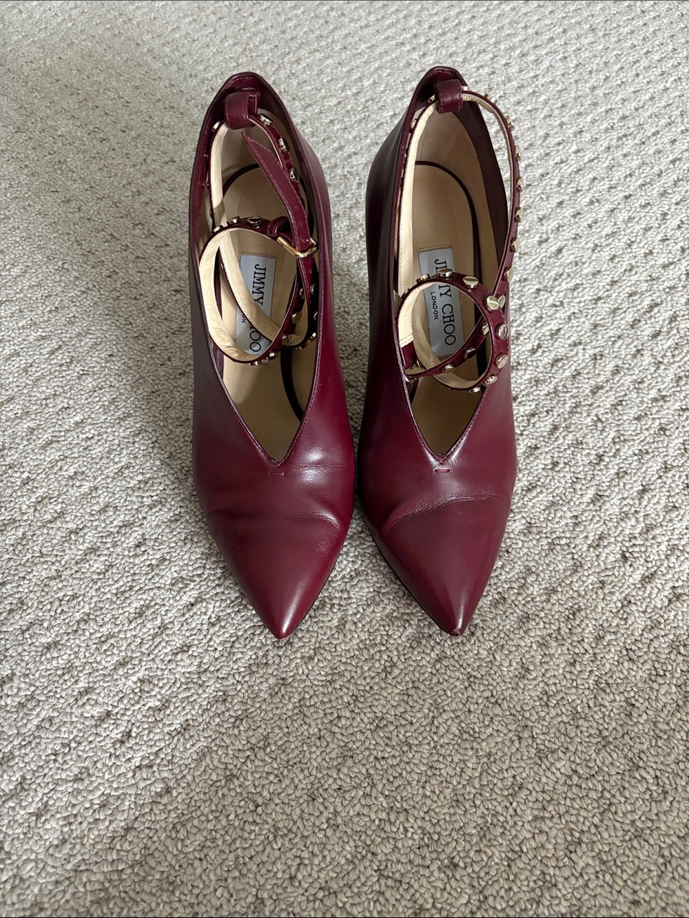 Jimmy Choo Lark 100 Bordeaux Leather Booties